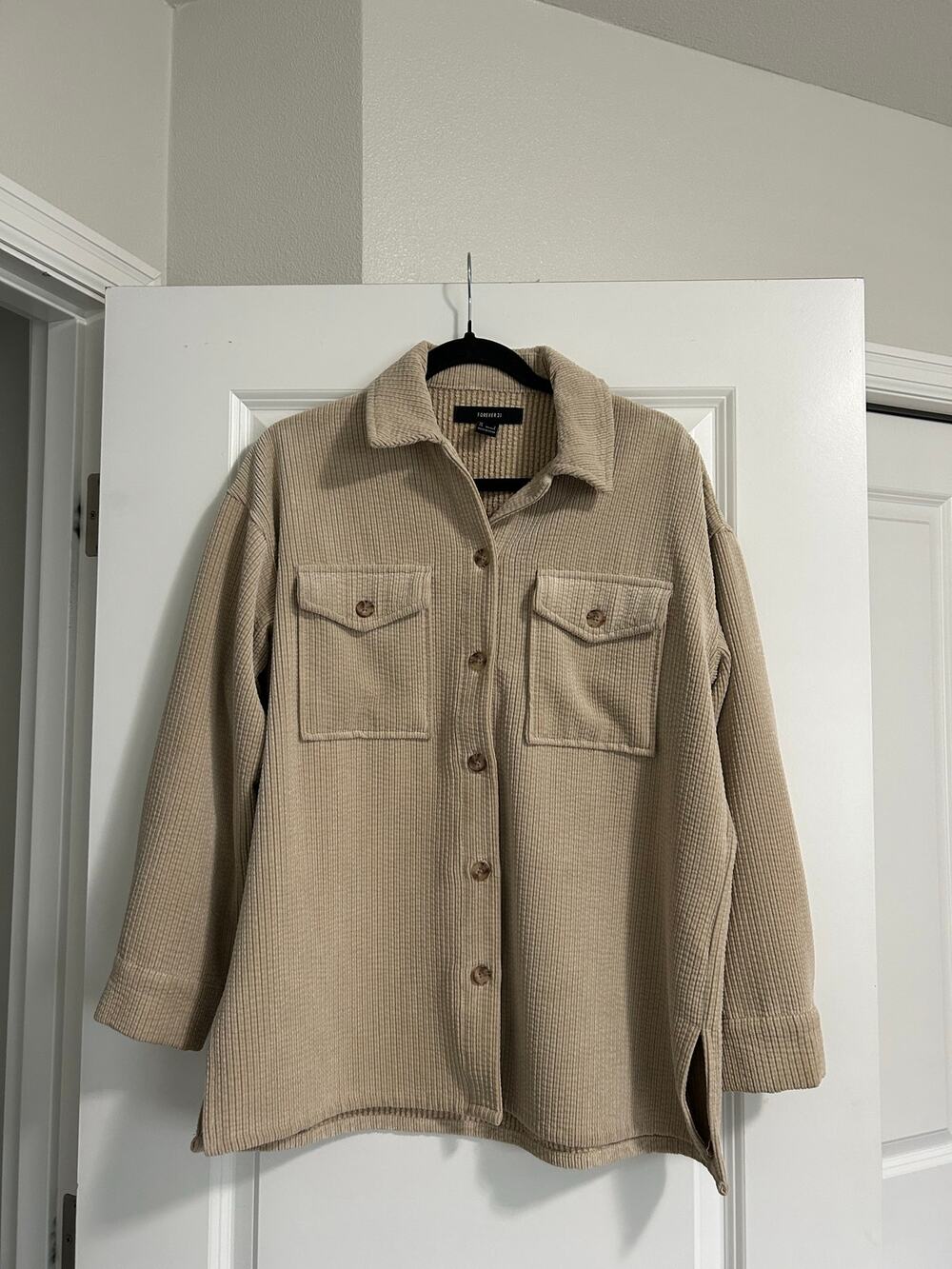 Women's Corduroy Button-Front Shacket Jacket Size Small
